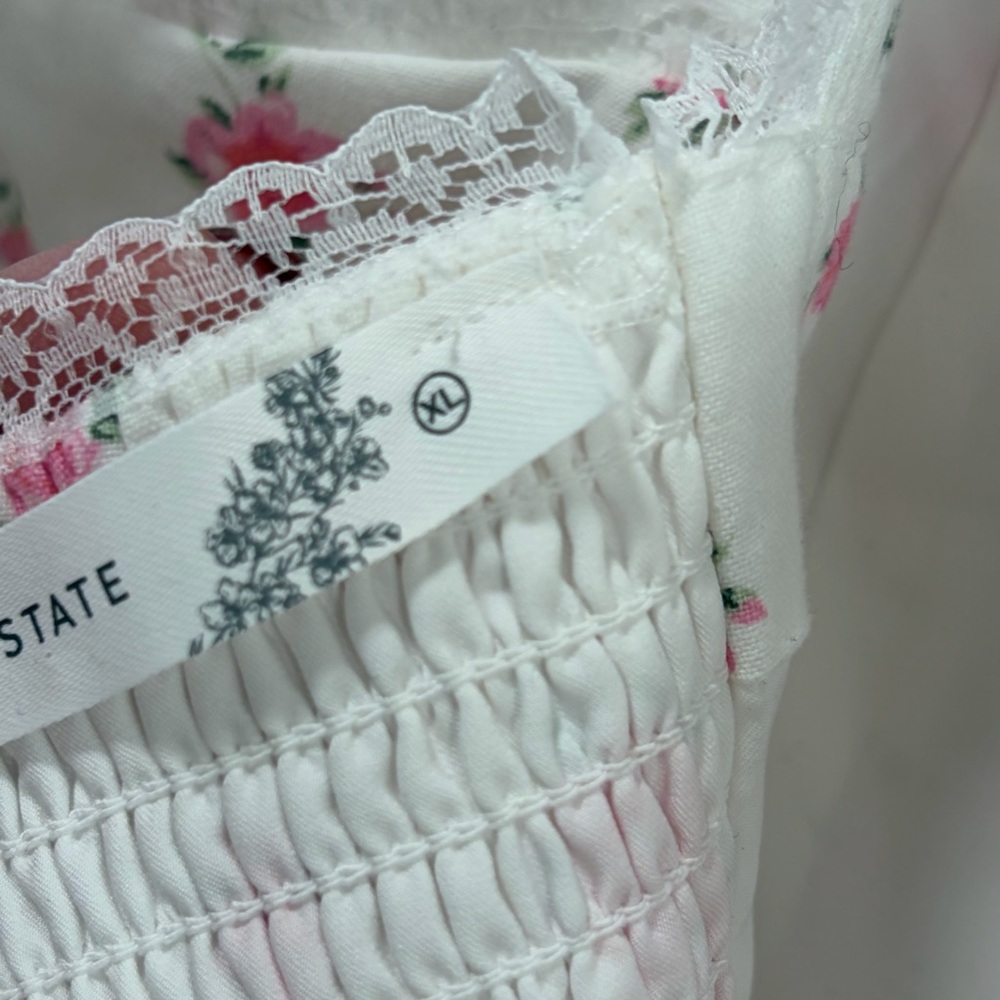 Altar’d State NWOT‎ Lucia Mini Dress size XL White Puff Sleeve Ditsy Floral - Picture 10 of 16